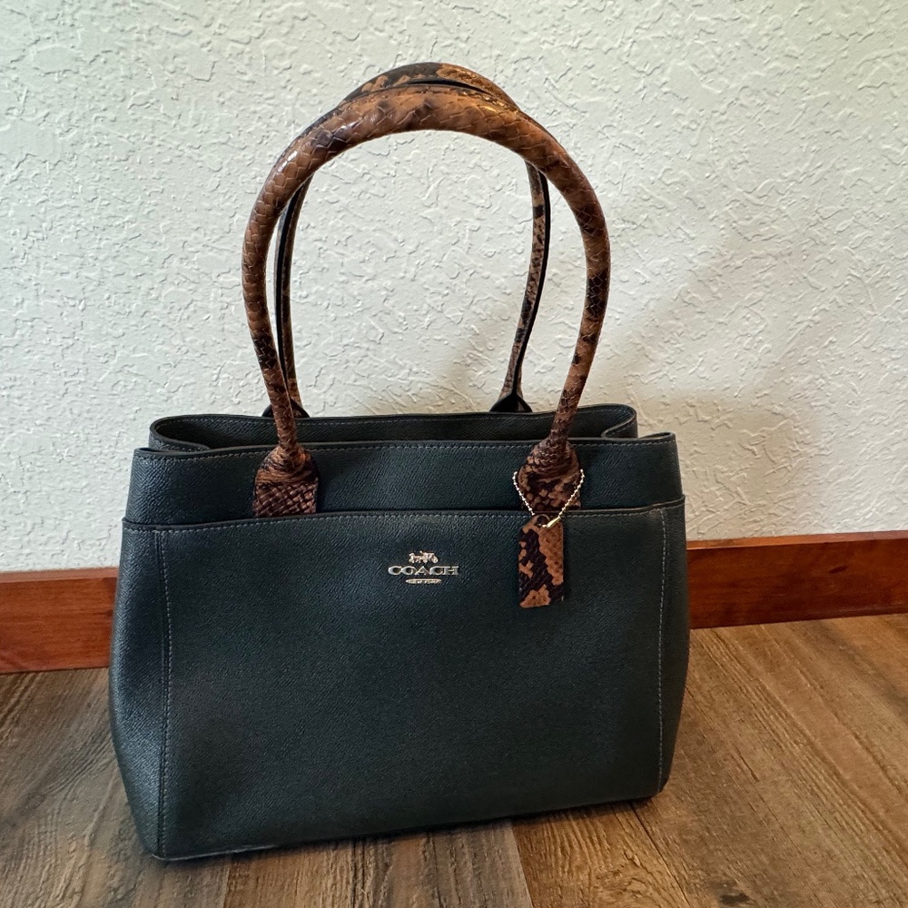 COACH Green Leather Snake Casey  Handbag